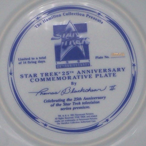 Star Trek 25th Anniversary Commemorative Plate 1991 by Hamilton Collection - Picture 13 of 13